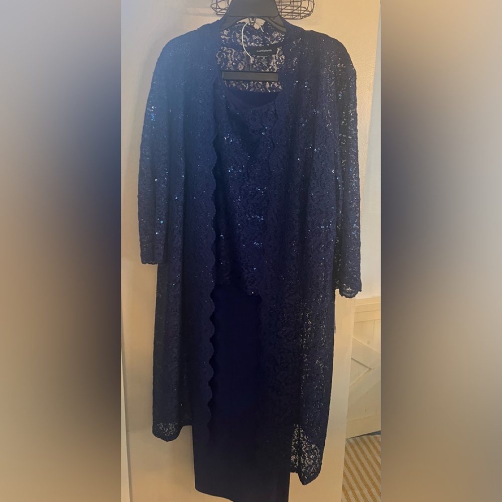 R&M Richards Navy Sequin Lace Jacket NWT